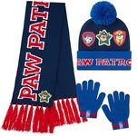 Paw Patrol Boys Winter Accessories Set, Beanie Scarf Gloves - Gifts for Boys (Navy/Red)