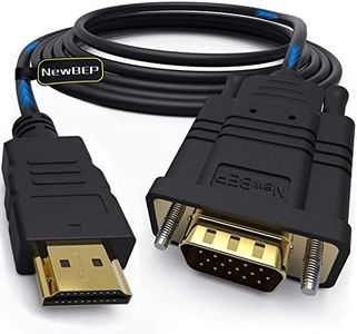 NewBEP HDMI to VGA Adapter Cable, 6ft/1.8m Gold-Plated 1080P Male Active Video Converter Cord Support Notebook PC DVD Player Laptop TV Projector Monitor Etc