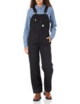 Carhartt womens Relaxed Fit Washed Duck Insulated Bib Overall, Black, Medium Short