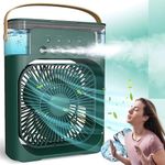 Drumstone [Limited Edition 𝟏𝟖 𝐘𝐞𝐚𝐫𝐬 Warraty] Portable Personal Air Cooler,Mini Evaporative Air Conditioner Fan with 7-Color LED Light,Hour Timer, 3 Wind Speed, GREEN,Extended 1-YEAR Warranty