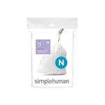 simplehuman Code N Custom Fit Drawstring Trash Bags in Dispenser Packs, 20 Count, 45-50 Liter / 12-13 Gallon, White