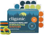 Cliganic Mosquito Repellent Pack (20 Bracelets + 30 Stickers) - Natural DEET-Free, Essential Oil Infused