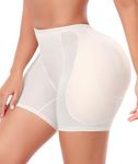 Trinorla Women Hip Padded Shapewear Booty Lifter Butt Enhancer Removable 4 Thicker Pads Control Panty for Bigger Butt, Beige, X-Large