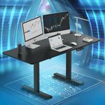 The Sleep Company - Adjustable Desk | Sit-Stand Ergonomic Table | Electric Height Adjustable Desk for Laptop | Work from Home Desk with Memory Preset Controller | 1600 x 700 Top | Black Color