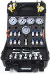 SINOCMP Hydraulic Pressure Test Kit 5 Pressure Gauges 5 Test Hoses 13 Test Couplings 14 Tee connectors Hydraulic Gauge Kit for Excavator Construction Machinery