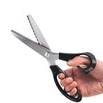 Fabric Pinking Shears Craft Scissors，Serrated Scalloped stainless Steel Handled Professional Sewing black Scissors, Scissors for Leather, Tailoring, Paper Crafts Hand shears etc. (Scalloped10mm)