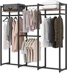 Tribesigns Garment Rack Heavy Duty Clothes Rack, Free Standing Closet Organizer with Shelves and Hanging Rod, Large Metal Clothing Rack for Hallway, Bedroom, Max Load 500Lbs (Dark Black)
