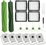 Replacement Parts Accessories Compatible for iRobot Roomba J7+ Combo Vacuum Cleaner,1 Set Multi-Surface Rubber Brushes 4 HEPA Filters & 4 Side Brushes,6 Dust Bags