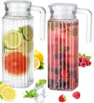 Mivana Premium Juice and Water Glass Pitcher jug with Lid and 1.1 Liter Jug Romantic Style Water jug with Handle hot Cold Water, ice Lemon Tea, Milk and Juice Beverage Carafes (Pack of 1 (Lining Jug))