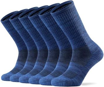 Ortis Men's Merino Wool Cushion Crew Socks with Moisture Wicking Control Light Weight Breathable for Outdoor Hiking Cycling(Blue L)