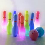 OceanWings Kids Light up Bowling Ball Toys Set,Bowling Pins Toy Game with 10 Pins & 2 Balls Fun Sports Games for Kids Toddler Indoor & Outdoor Boys Girls Children 3 4 5 6 Years (Multi-Color)