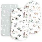 Stretchy Ultra Soft Fitted Bassinet Sheet Set 3 Pack, Universal Fit for Bassinets Baby Cradle Moses Basket Oval Rectangle Mattress Safe and Snug, Stylish African Savannah Animals Pattern