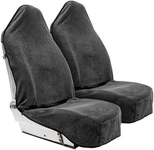 Season Guard Terry Cloth Sweat Towel Seat Cover; Carseat Towel Protector; Great for Gym Workout; Waterproof; Universal Fit for Car SUV Van Truck; EZ fit; Non Slip Grip; Machine Washable; 2pc Grey