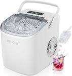 EUHOMY Countertop Ice Maker Machine, 9 Ice Cube Ready in 6 Mins, 2 Size Cube, Self-Cleaning Compact Ice Cube Maker 12 kg in 24 H, White, with Ice Scoop and Basket for Home/Kitchen/Office/Bar