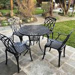 Lazy Susan Mia Round Garden Table and 4 Chairs Set | Cast Aluminium Furniture | Maintenance-free | Weatherproof | Antique Bronze Finish | 4 April Chairs