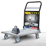 EuroLadderSystems USA Pro Aircraft Aluminium Portable Platform Trolley - Silicone Noiseless Wheels -High Ground Clearance- Anti Skid Platform - Collapsible Handle 3 x 2 feet - 400 kg Load Capacity