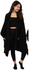 Big Blanket Co Premier Plush Wrap Black | Ultra-Soft Wearable Blanket | Oversized Plush Poncho Cape | One Size Fits All