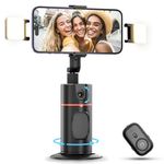 Auto Face Tracking Tripod, NO APP Required, 360° Rotation Smart Shooting Holder, Gesture Control, Body Tracking Selfie Stick, Rechargeable Auto Phone Camera Mount with 2 Fill Lights
