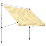 Outsunny 10x5ft Manual Retractable Awning, Patio Sun Shade Canopy Shelter with 5.6-9.2ft Support Pole, Water Resistant UV Protector, for Window, Door, Porch, Deck, Yellow