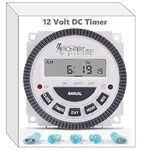 EuroControls Frontier 12 Volt DC TM619-4 -30 Amps Taiwanese Digital 18 Programs Countdown Programmable Replaceable Battery Timer 5 Pin - ABS -(White and Grey)