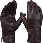 Harssidanzar Mens Leather Gloves For Man, Touchscreen Winter Dress Leather Gloves Fleece Lined GM040UK,Brown, L