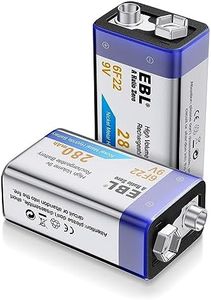 EBL 9V Pilas Recargables 280mAh NiMH Precargada Baja Autodescarga Larga Duración para Microfono Inalambrico Alarmas de Humo Dispositivos Médicos Juquetes y Relojes