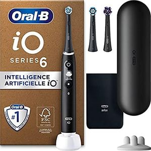 Oral-B iO Series 6 Plus Edition Electric Toothbrush/Electric Toothbrush, PLUS 3 Replacement Brushes Including Whitening, Magnetic Case, 5 Cleaning Modes, Recyclable Packaging, Gift Man/Women, Black
