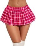 Avidlove Women Pleated Skirt School Uniform Skirt Mini Skirt Pleated Cheer Skirt Rose Plaid XXL