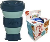 Pokito Pop Up Cup 475ml Pocket-Sized Reusable and Travel Mug - One Mug Pops to Three Sizes - Screw-top, Spill-Proof Lid, Built-in Insulation, Moss/Forest, DLE0056GR