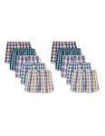 Lower East American Style Cotton Boxer Shorts for Men, Pack of 10, Multicolour (Large-Checkered), L