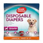 Simple Solution True Fit Disposable Dog Diapers for Female Dogs | Super Absorbent with Wetness Indicator | 30 Count, White, L/XL