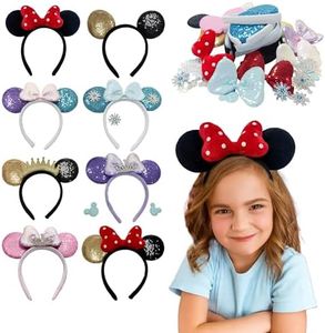 Eylola DIY Mouse Ears Headbands, Sequin Mouse Ears for Women Girls Boys, Shiny Bow Headband for Cosplay Costume Party Decorations Hair Accessories