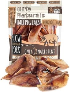 Mighty Paw Half Pig Ears Dog Chews | Natural Single-Ingredient Pork Treats | For All Breeds | 12 Count