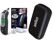 Braun ThermoScan 7 Ear Thermometer with Age Precision - Black Edition plus, Braun Protective Storage Case