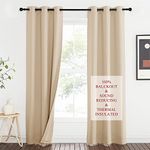 NICETOWN Living Room Noise Reducing Curtains, Privacy Protection & Completely Shaded Ring Top Drapes, Sound Preventing Insulated Window Treatment Curtain Panels(Biscotti Beige, 2 Pieces, W34 x L84)