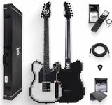 Mojolnir 8-Bit Stage-T Pixel Electric Guitar, Original Inspired Design, Semi-Hollow Lightweight Build, Custom MTL-50 Alnico Pickups, Brass Compensated Bridge, Premium Hardshell Case Included