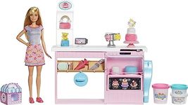 Barbie Cake Decorating Playset with Blonde Doll, Baking Counter and Toy Icing Pieces