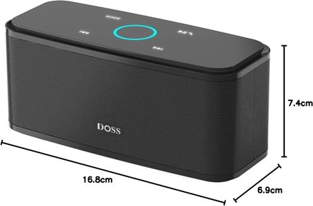 DOSS SoundBox Touch Bluetooth Speaker – 12W HD Bass, IPX5 Waterproof, 20H Playtime, Black