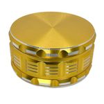 Grinder Garage 4 Inch herb grinder / 100mm spice grinder - portable size allows for you to easily grind your herbs at home or on the go. Red Grinder is Aluminum Alloy (Gold)