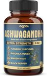 Ashwagandha Extract Capsule - Great Strength 5200mg of Powder - 5in1 Blended Ginger, Turmeric, Rhodiola Rosea & Black Pepper - 90 Capsules for 3 Months - Strength, Spirit & Immune Support