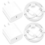 USB C Charger for iPhone 16/16 Plus/16 Pro/16 Pro Max/15/15 Plus/15 Pro/15 Pro Max,2Pack 20W Fast Wall Charger Power Adapter for iPad Pro 12.9/11 inch,for iPad Air 5th/4th with 6.6Ft USB C to C Cable