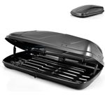 GiantexUK Car Roof Box, 400L Heavy Duty Rooftop Cargo Box Carrier with Security Keys, Waterproof Luggage Box Roof Rack for SUV Van Travel (Grey)