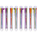 16 Pack Multicolor Pens 8-in-1 Retractable Ballpoint Pens 8 Colors Transparent Barrel Ballpoint Pen for Office School Supplies Students Children Gift