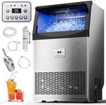 Uthfy Commercial Ice Maker Machine, 240Lbs/24H with 50Lbs Ice Storage, Stainless Steel Under Counter Ice Machine with 96 Ice Cubes Ready in 7Mins, Self-Cleaning, Freestanding Ice Maker for Cafe Home
