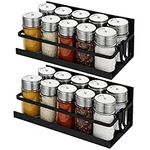 Aitmexcn 2 Pack Magnetic Spice Rack Shelf, Magnetic Refrigerator Organizer, Wall Mounted Seasoning Organizer with Hooks for Kitchen Spice Jars and Condiments Tidy Storage