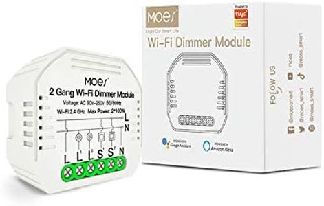 MOES WiFi Smart Alexa DIY Mini Dimmer LED Light 2 Gang Switch Module,Dimmable LED Timer Wireless 1 Way or 2 Way Switch,Brightness Memory Smart Life Tuya Remote Control Works Alexa Google Assistants
