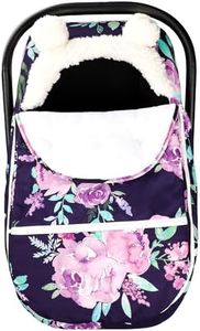 Winter Carseat Cover Girls, Purple Cozy & Warm Cover, Infant Car Seat Canopy, Ultra-Soft Breathable Protect Baby from Cold Wind, Zipped Removable Design