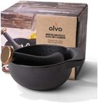 Alva Nori Cast Iron Mortar and Pestle Set - Black - Non Toxic, PFAS Free, Lead and Cadmium Free, Spice Grinder, Kitchen Small Appliances, Food Grinder, Pestle and Mortar Bowl, Food Hand Crusher - 4.3"