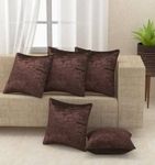 Decor India Cushion Covers 18X18 Inches 45X45 Cms Sparkle Velvet for Sofa Bed Chair in Home Office Hottel Bedroom Room (Pack of 5, Color Brown)