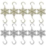 Ornament Hooks for Christmas Tree, 10 Pcs Christmas Metal Snowflakes Decoration Hook for Gift Stocking, Christmas Decorations, Party Supplies (Gold, Silver)